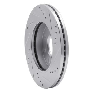 Dodge Colt Brake Rotor (1) - Front Left - R1 Concepts - Drilled & Slotted - Silver - `88-`07